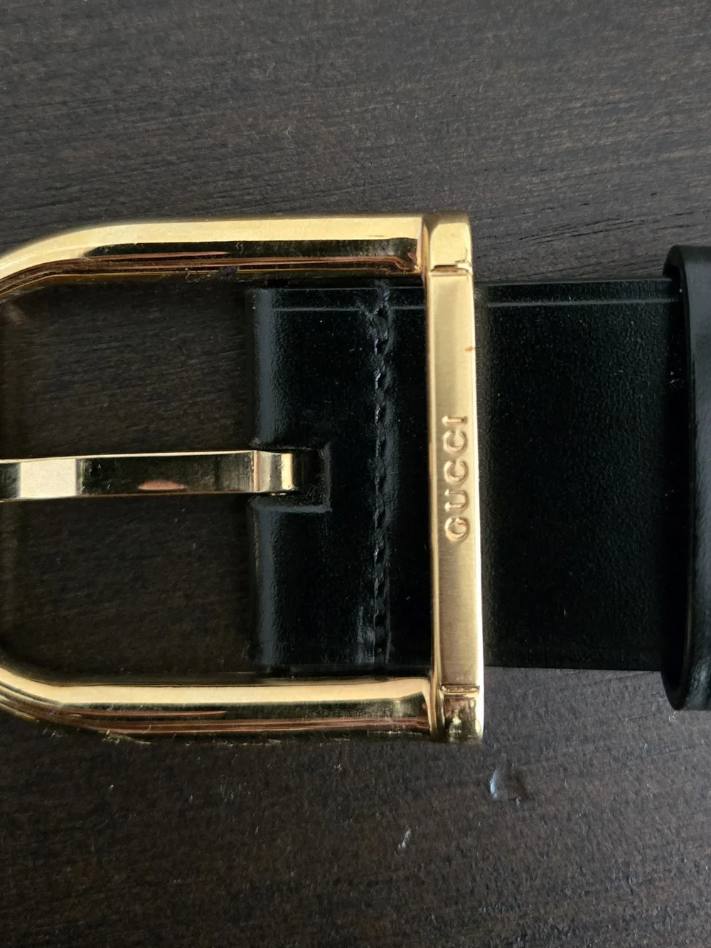 Gucci Black Leather Belt with Gold Buckle